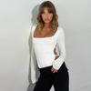 European and American women's clothing autumn hottie backless strap square collar slim fashion long sleeve sexy onesie women