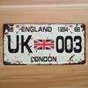 f1SYFA136 Retro License Car Plates   UK003 London  Vintage Metal Tin Signs Garage Painting Plaque Sticker 15x30cm
