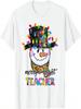 Merry And Bright Teacher Snowman Christmas Light Funny T-Shirt