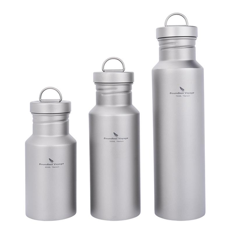 Ultra-Light Pure Titanium Water Bottle - Large Capacity, Wide Mouth, with Handle for Camping & Sports