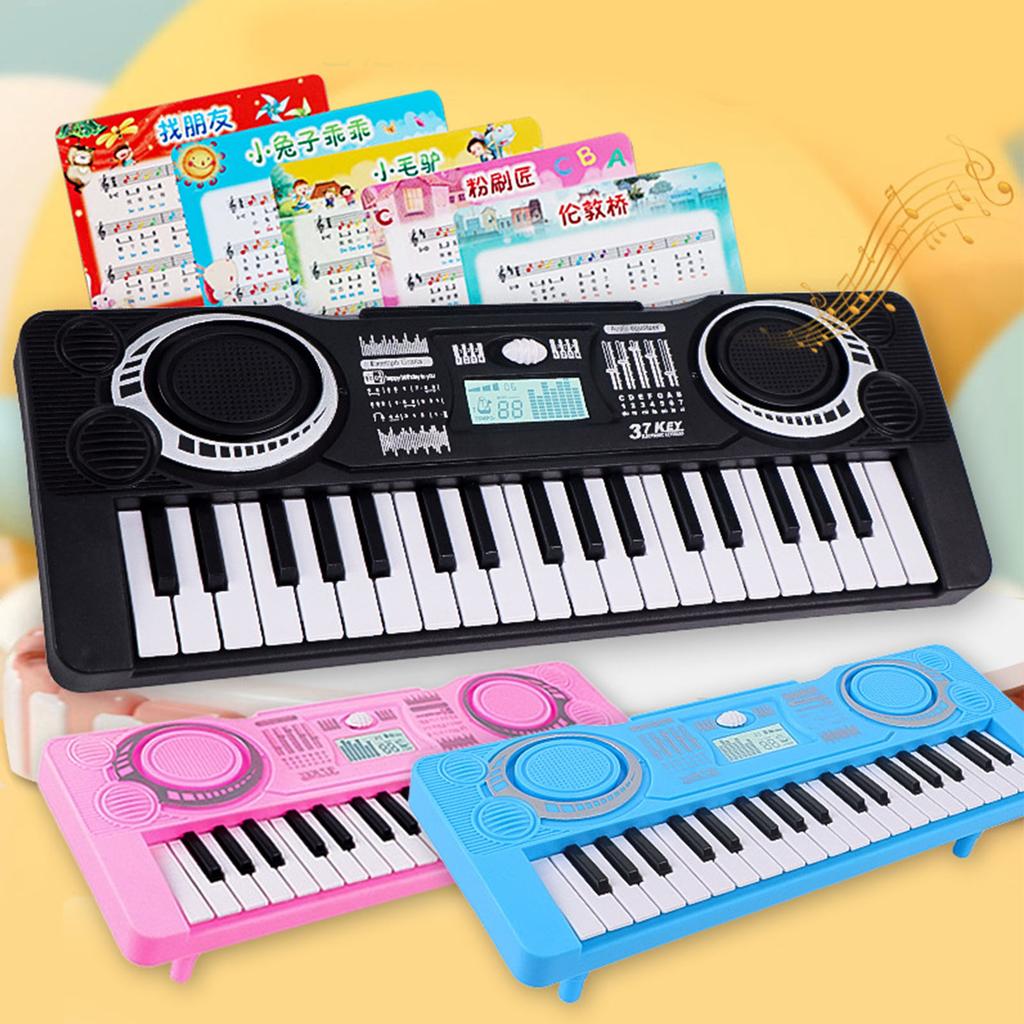 Kids Keyboard Piano 37 Key Portable Educational Musical Instrument Toy Electronic Digital Piano for Children Black