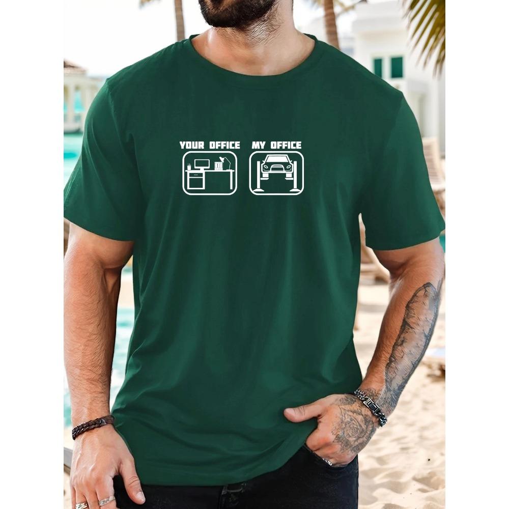 Men's T-Shirt 100% Cotton Summer Casual Soft Creative Letter Print Round Neck Breathable Short Sleeve T-Shirts