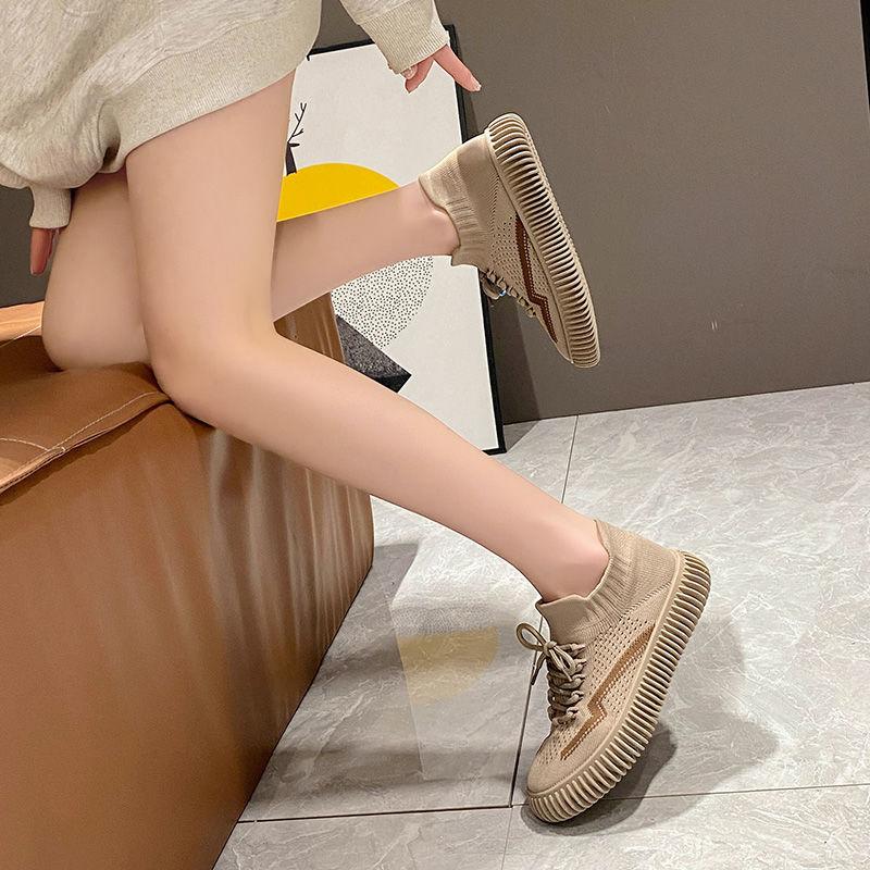 Fashion Round Toe Running Shoes for Women Elasticity Spring Autumn Woman Footwear 39 Cotton Deals Fashion 2025 Korean Vulcanized Shoe