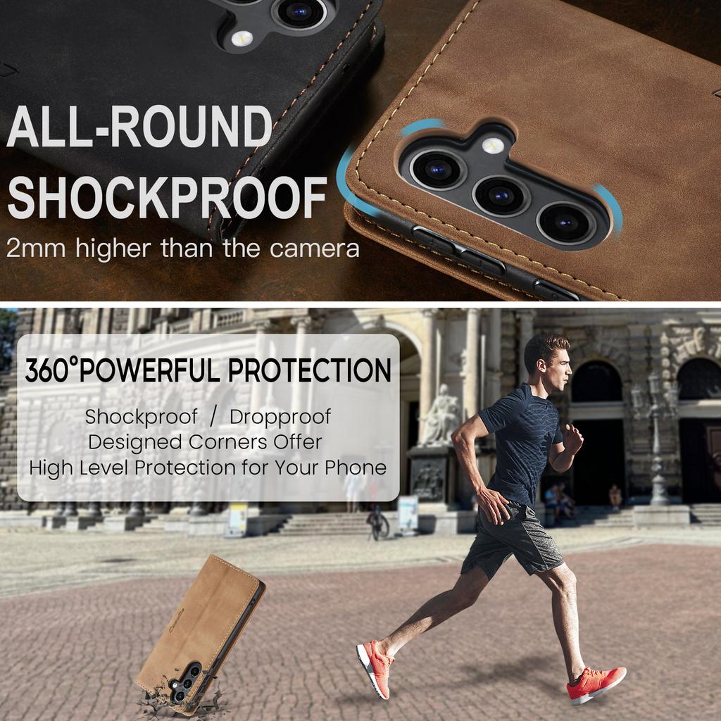 Suitable for Samsung S25 Edge matte flip phone case Galaxy S24 Ultra anti-drop card slot leather case with stand