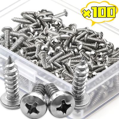 100/10Pcs Screws Pointed Self-Tapping Round Head Fastener Screw Hardware Fixing Maintenance Assembly Furniture Installation Tool