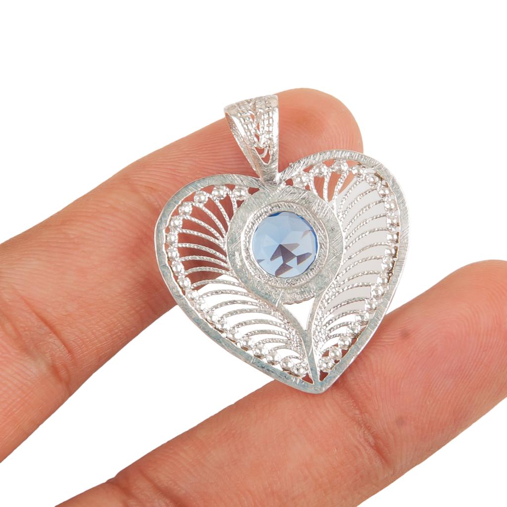 Tanzanite Gemstone Handmade 925 Sterling Silver Jewelry Partywear Pendant 1.4" CP-15-11