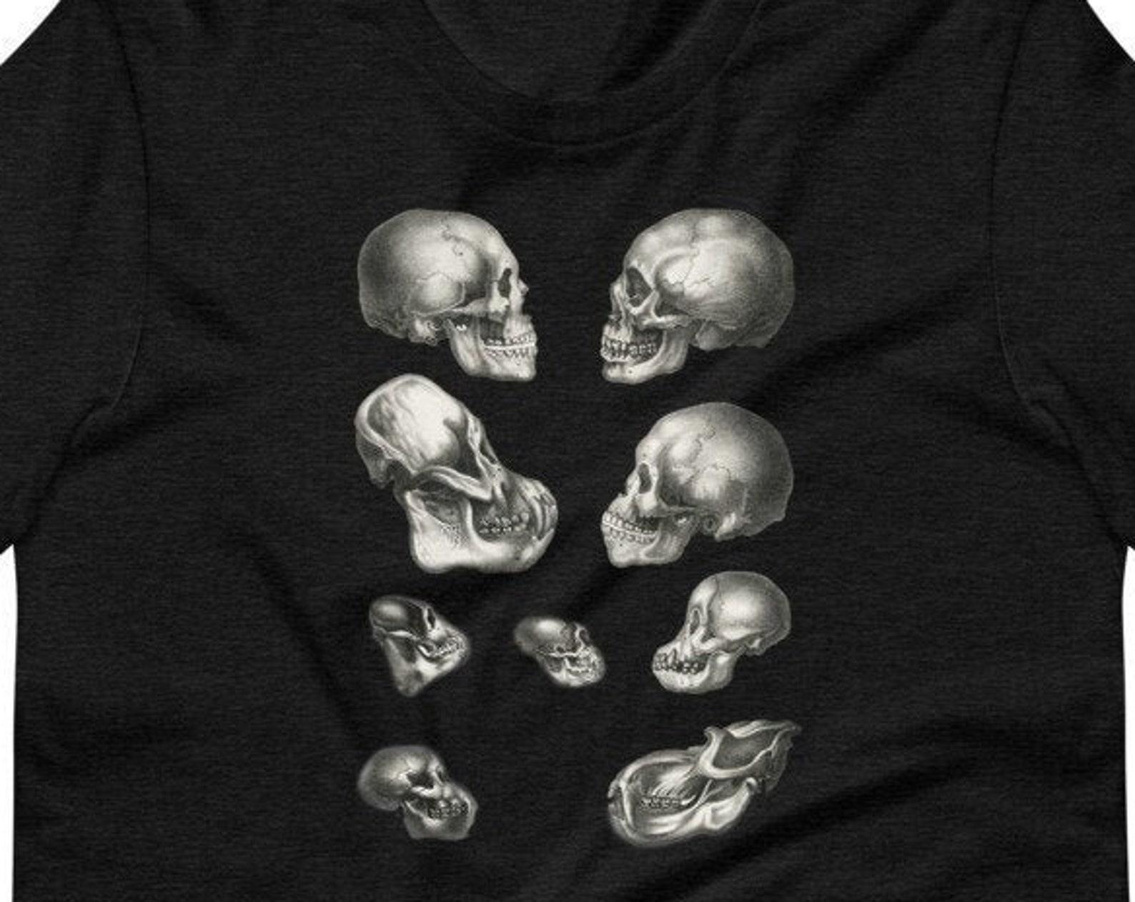 Skull T-Shirt anthropologist Vintage Illustration Classic Human Animal Primate anthropology Teacher shirt Australopithecus Nature Science S