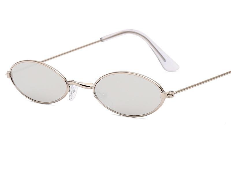 Retro Small Oval Sunglasses Woman Lentes De Sol Vintage Brand Shades Metal Color Sun Glasses for Female Fashion Designer Lunette
