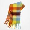 High-end color matching mohair scarf women's autumn and winter warmth thickened versatile plaid tassel