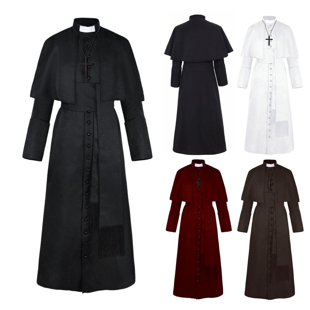 Medieval Solid Color Priest Robe cos Father's costume cosplay Halloween Costumes