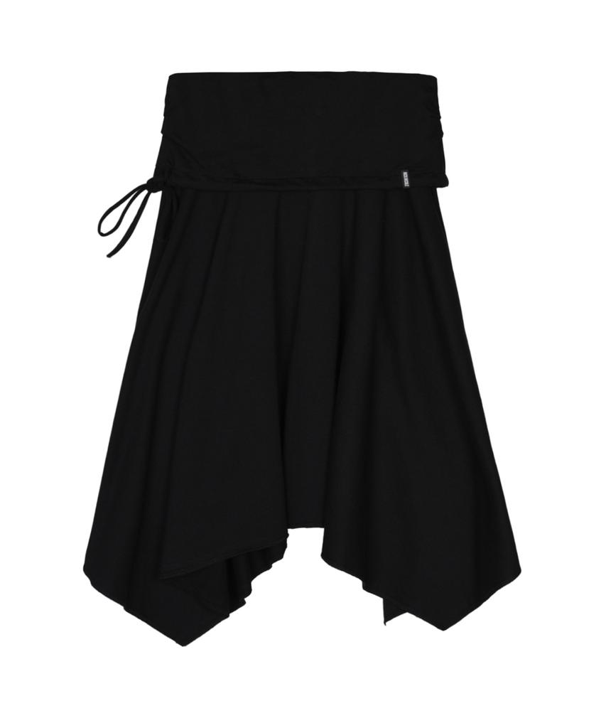 Nigaennikol Shirring Flare Midi Skirt_Black