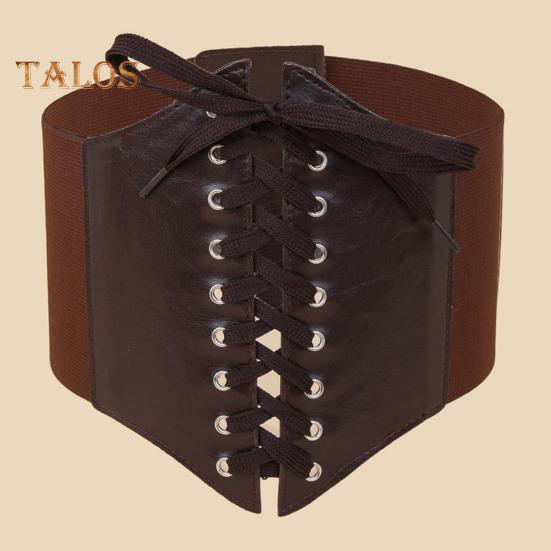 Women Lace-up Corset Wide Elastic Waist Belt Faux Leather Slimming Body Waistband Dress Shirt Decoration