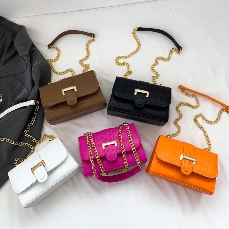 Trendy Pu Material Small Square Shoulder Bag With Chain Design For Everyday Use