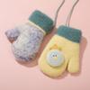 Winter Kids Full Finger Gloves Cute Cartoon Lamb Fleece Warm Baby Mittens Windproof Outdoor Girls Boys Hanging Neck Gloves