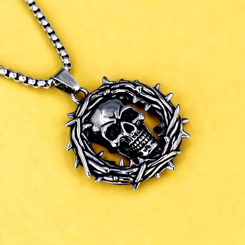 Antique Titanium Steel Viking Cross Necklace For Men Fade Resistant Pendant Jewelry