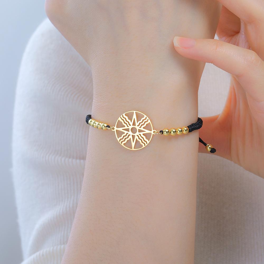 Dawapara Assyrian Star Bracelet Ancient Sumerian Sun Symbol Star of Shamash Charm Stainless Steel Mesopotamian Jewelry