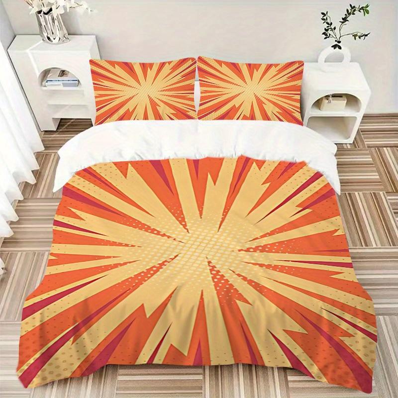 3pcs Sunburst Vibrant Bedding Cover Set, Fashion Classic Popular Print Bedding Set, Soft Comfortable, All Season Use, For Bedroom, Guest Rooma0819153