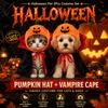 Halloween Pet Costume Pumpkin Hat Vampire Cape Set for Cats Dogs Funny Cosplay Party Dress Up Outfit