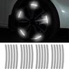 20Pcs Wheel Hub Reflective Stickers Anti Scratch Auto Body Decorative Rim Tape Strips Warning Passing For Car/ Motorcycle /Bike