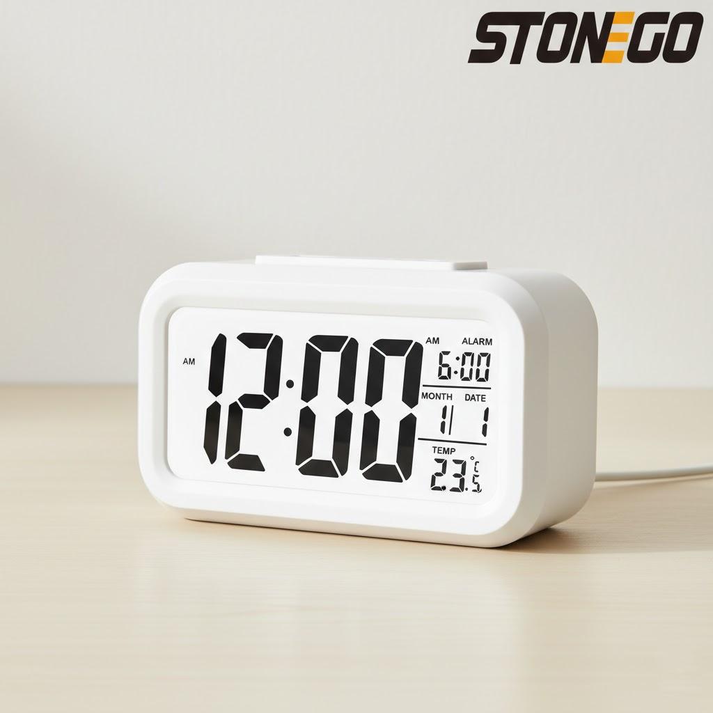 Multifunction LED Digital Alarm Clock Desktop Snooze Time Calendar Home Decor Electronic Clock белый