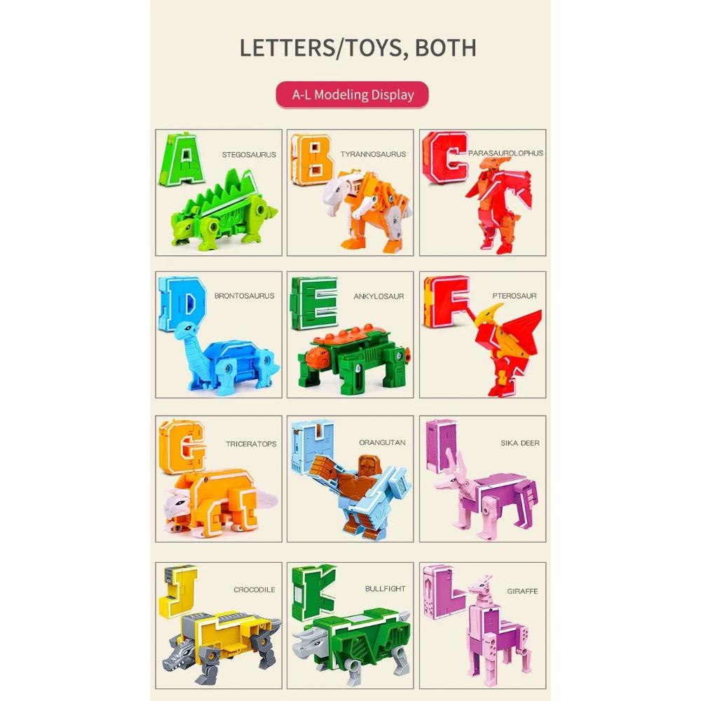 New Learning Toys 26 Letters Learnable Words Transformable  Combinable Robots Alphabet Toys For Kids Gifts Learn Play Robot Toy