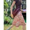 Kumikumi Gentle Floral Skirt A- Line Skirt Women's Autumn Drape Drawstring High Waist Swing Dress Midi Skirt