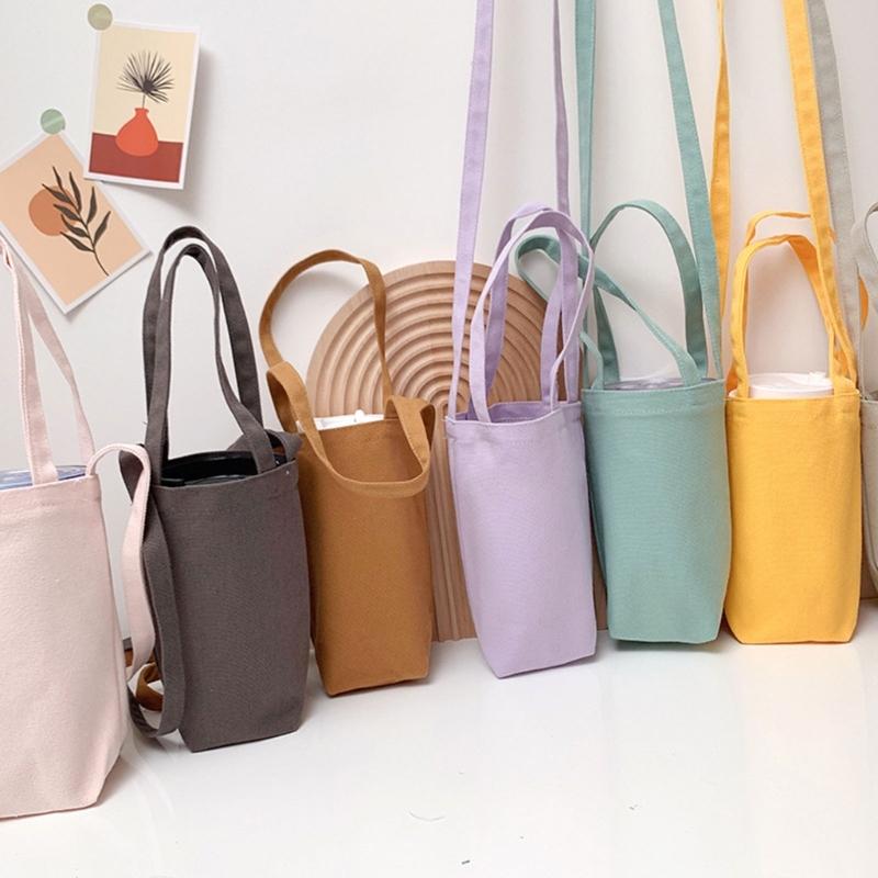 Outdoor Canvas Water Bottle Bag Portable Water Bottle Holder Sleeve Pouch with Strap for Camping, Hiking, Traveling