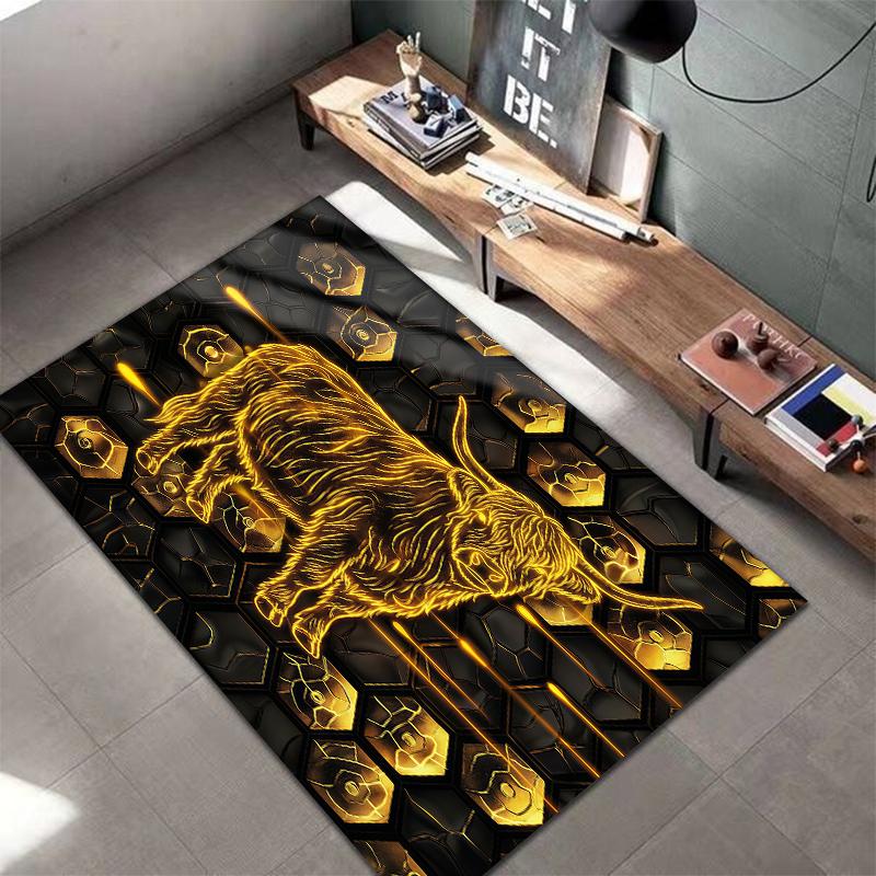 Golden animals Pattern Square Carpet,Area Rug,Carpet Rug for Living Room Bedroom Sofa Playroom Decor,Non-slip Floor Mat,Holiday Birthday Gifts
