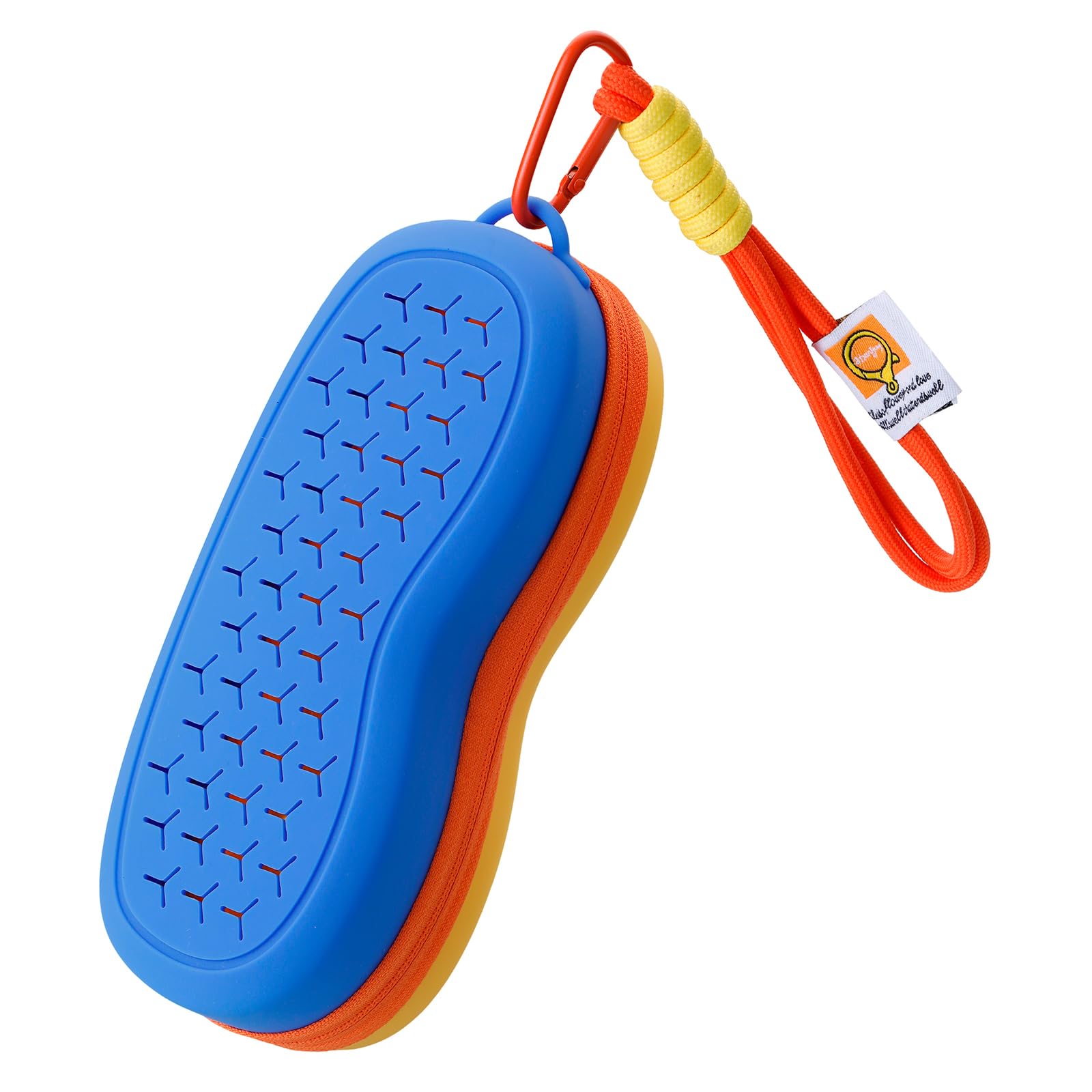 

Shelinc Swimming Goggle Breathable Carabiner Easy to Zipper Closure Case, Design, Included, Carry, Silicone, (Yellow-Blue)