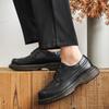 2024 Autumn New Men Block Lace Up Thick Sole Business Casual Leather Shoe High Quality Men Genuine Brown/Black Work Casual Shoes