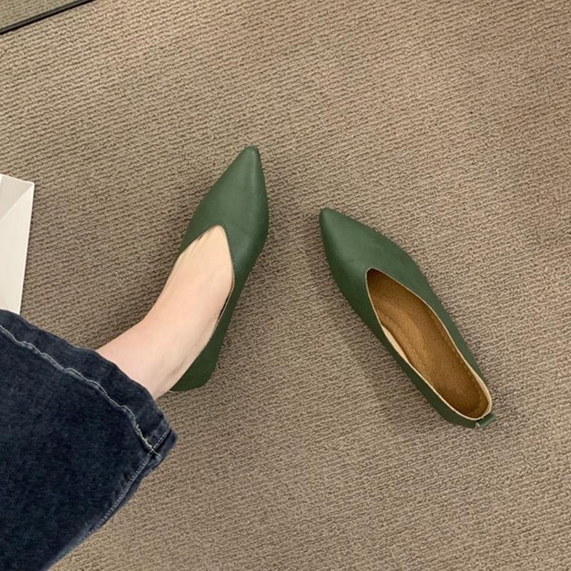 Fashion AIYUQI  Female Shoes Large Size 2025 Pointedtoe Genuine Leather Flat Shoes Women Shallow Mouth Comfortable Women's Boat Shoes