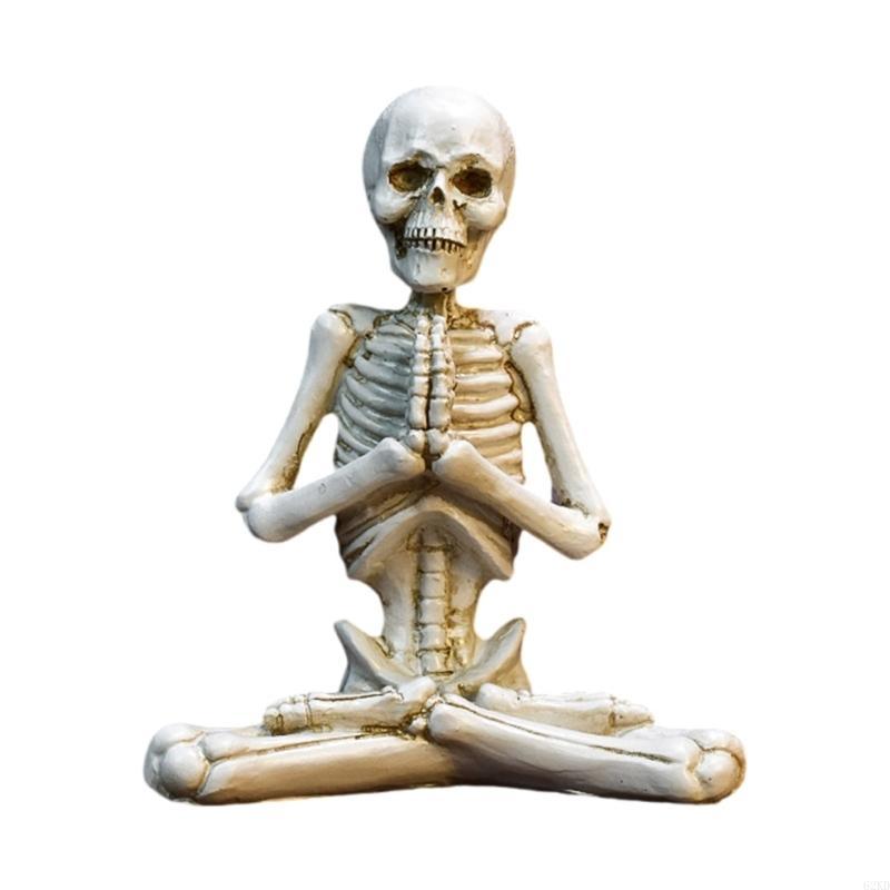 62KD Yogas Skull Figure Decoration Halloweens Decoration Commemorative Gift Holiday Atmospheres Resins Ornaments Crafts Home