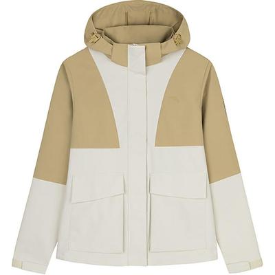 Outdoor-Serie Marke Logo Gewebte Kapuzenjacke mit Reißverschluss Langarmjacke Damenjacken Kreideweiß Phönixfederbraun 162446602S-1