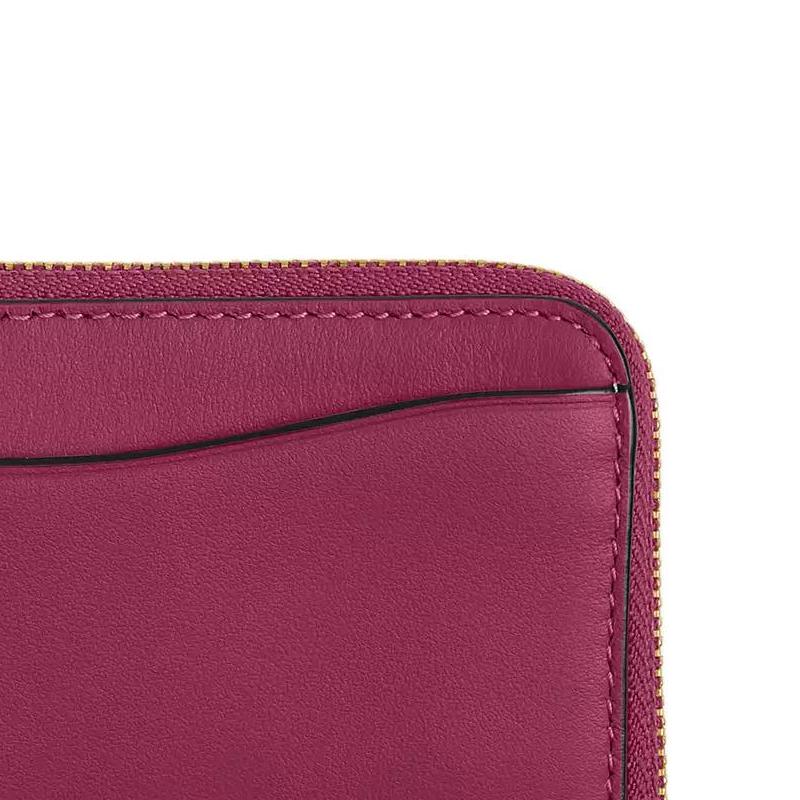 New COACH Calfskin Card Holder Mini Women's Dark Red CZ112-B4PK