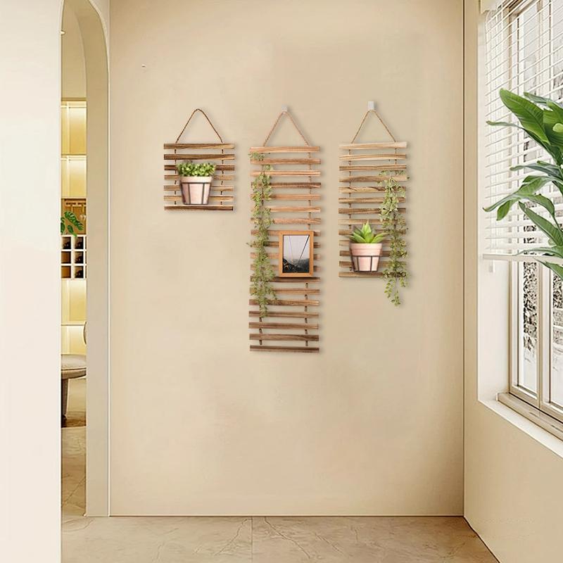 1PC Decorative Rustic Wooden Climbing Frame Flower Rack Space-Saving Vertical Garden Wall Decor Wood S/M/L