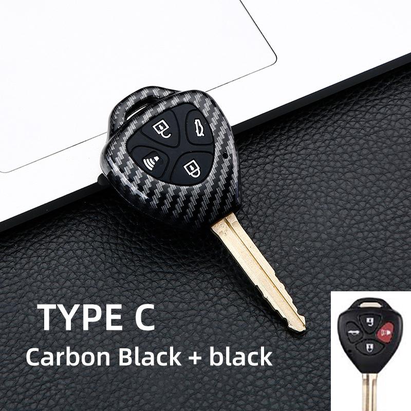 2/3/4Button Carbon Auto Key Fob Cover Case Fit For Toyota Auris Hilux Corolla Fortuner Prado Verso Camry Yaris Vitz Vios Ractis Rav4 208