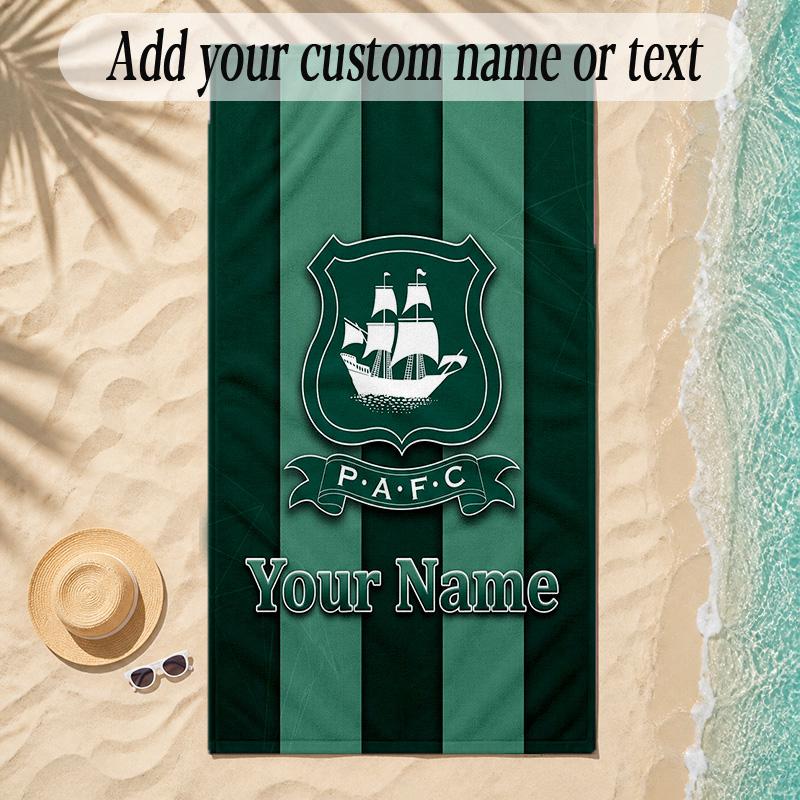 Beach TowelPlymouth Argyle FC Custom Name Text Personalized Soft Towel for Beach Pool Indoor Home Decor Gift
