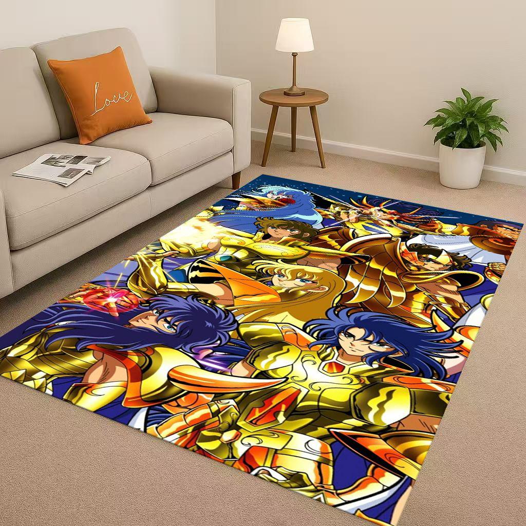 Retro Saint Seiya Shiryu Athena Cartoon Living Room Non Slip Area Rug Carpet for Bedroom Sofa,Easy Clean Home Decor Doormat Kids