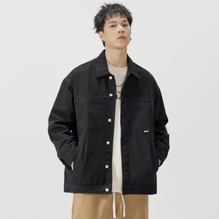 

Черная джинсовая куртка мужская свободная большого размера модная брендовая ретро мужская куртка с инструментами топ-тренд 3XL чёрный
