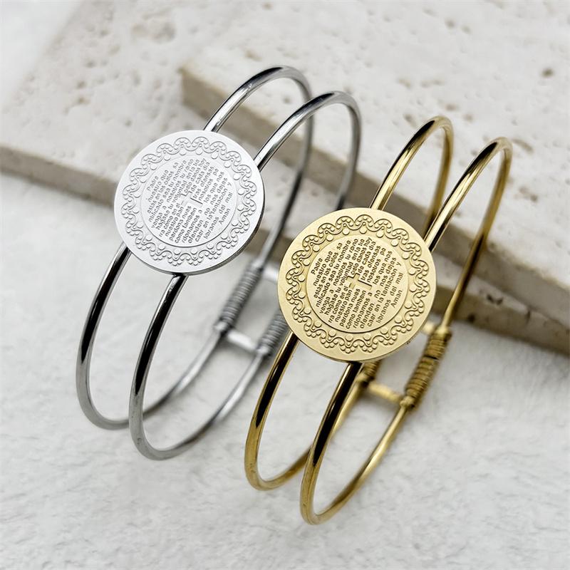Stainless Steel Cross Prayer Bible Medal Double layer Bracelet for Men Women Gold Silver Color Christian Hand Chain Jewelry