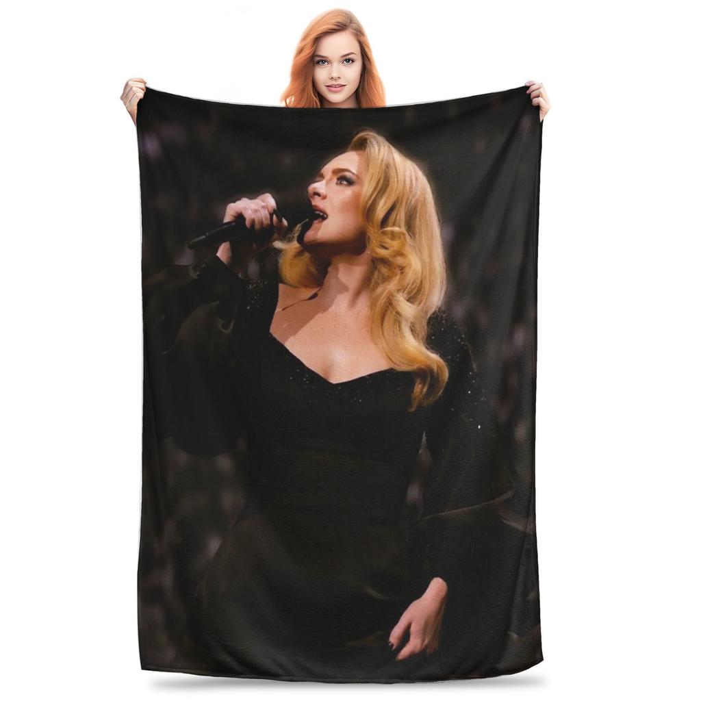 Coperta in Flanella Cantante Cool Adele Tour 2024 Album Musicale Calda Coperta in Peluche Morbida Biancheria da Letto per Soggiorno Casa Picnic Divano