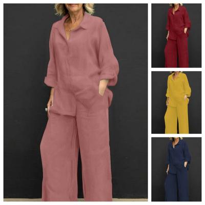 Women Loose Blouse and Pants Casual Two Piece Suit Set