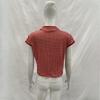 Retro Red Grid Small Fresh Women's Summer Stand Up Collar Buckle Short Sleeved Slim Fit T-shirt