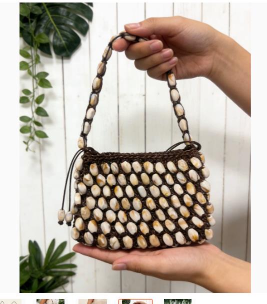 Handwoven Hollow out Wood Bead Shoulder Bag for Women Commuter Style Cross-Border Trend Medium Square Shape Cotton Lining