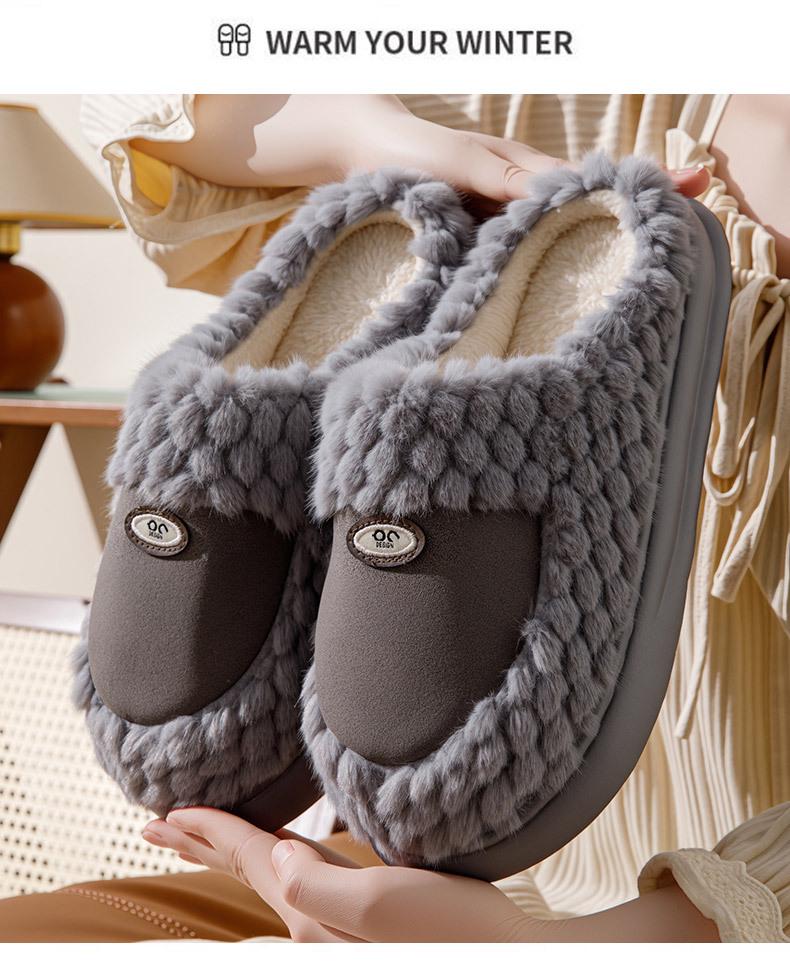 Plush Non-Slip Cotton Slippers for Men & Women - Cozy, Thick-Soled, Perfect for Indoor & Outdoor Use In Fall & Winter