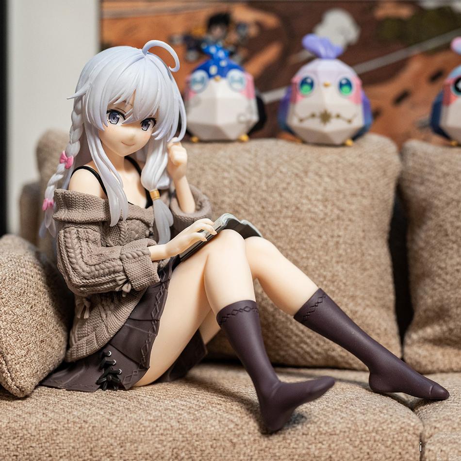 15cm The Journey of Elaina Anime Figure Knit Dress Witch Elaina Action Figure PVC Collection Model Doll Toys for Christmas Gifts