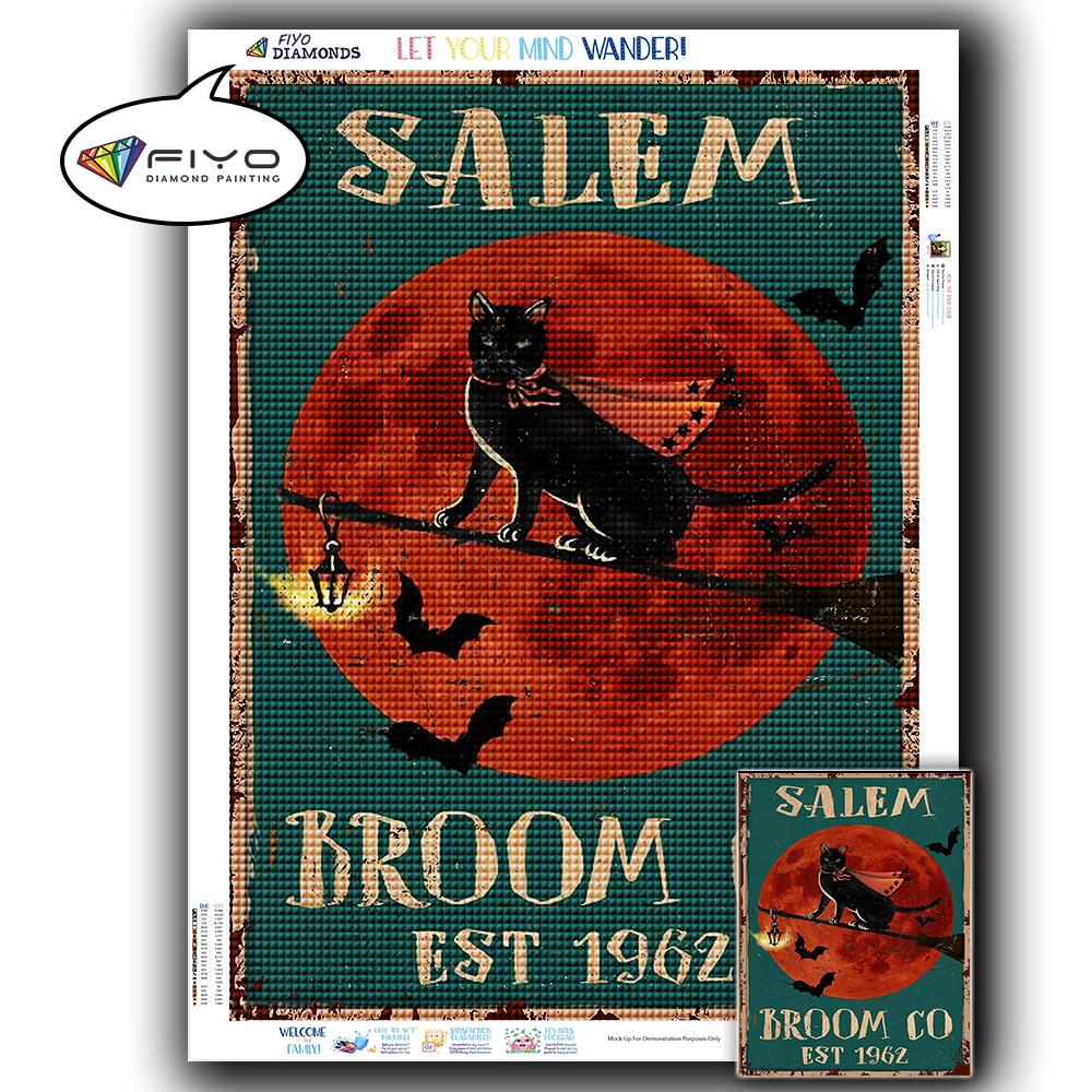 5D DIY Diamond Painting Black Cat Diamond Embroidery Vintage Cartoon Cross Stitch Picture Of Rhinestones Home Decor