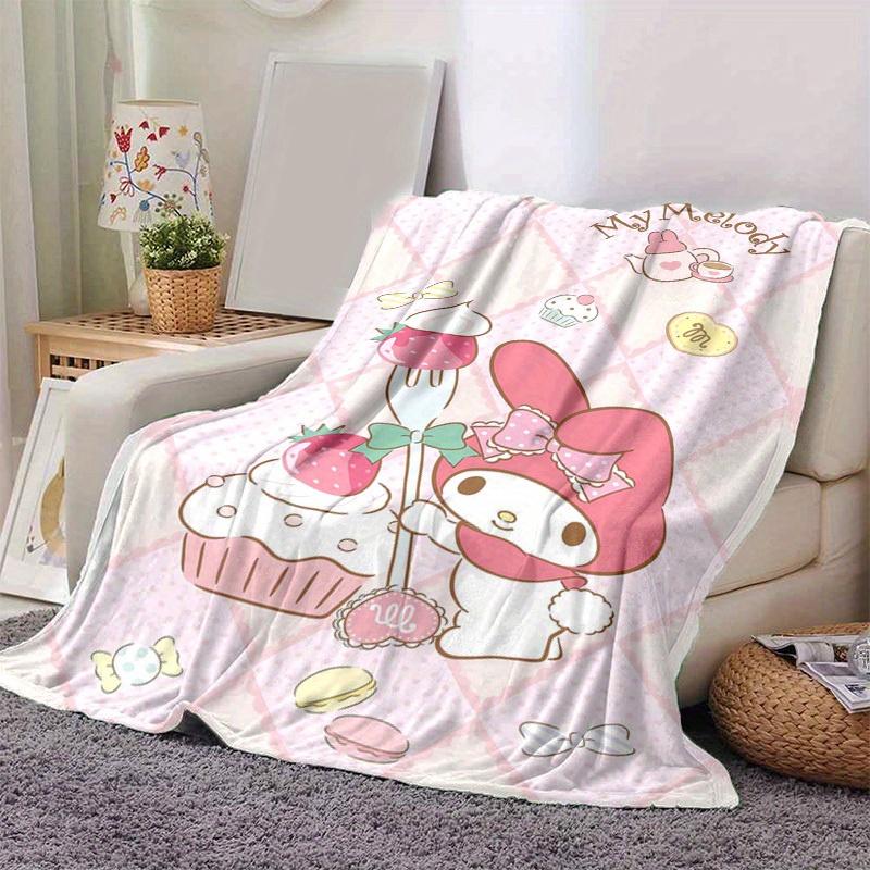1pc, Sanrio My Melody Home Decor Flannel Blanket: Perfect Gift for Bedroom, Living Room, Travel, Camping, Car, Beach, Office Naps, Ideal Sofa Cover, O