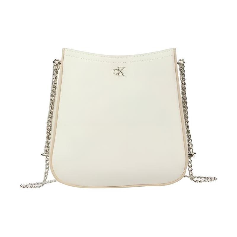 Calvin Klein Metal logo chain polyester and polyurethane crossbody bag women s white золотой