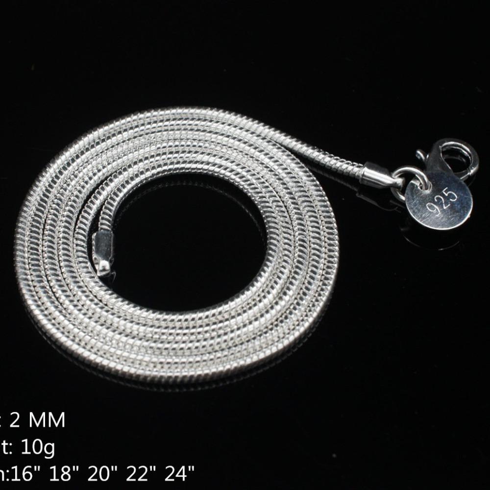 Модное серебряное ожерелье-цепочка «Змеиная кость» 2 мм, элегантное украшение на ключицы 16inch